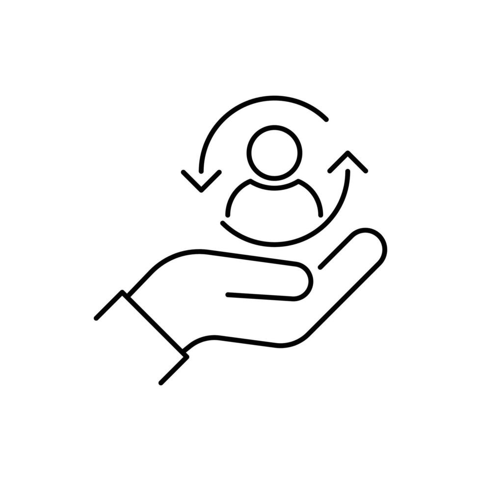 care customer icon in thin line style, customer inclusive service, line symbol isolated on white background vector