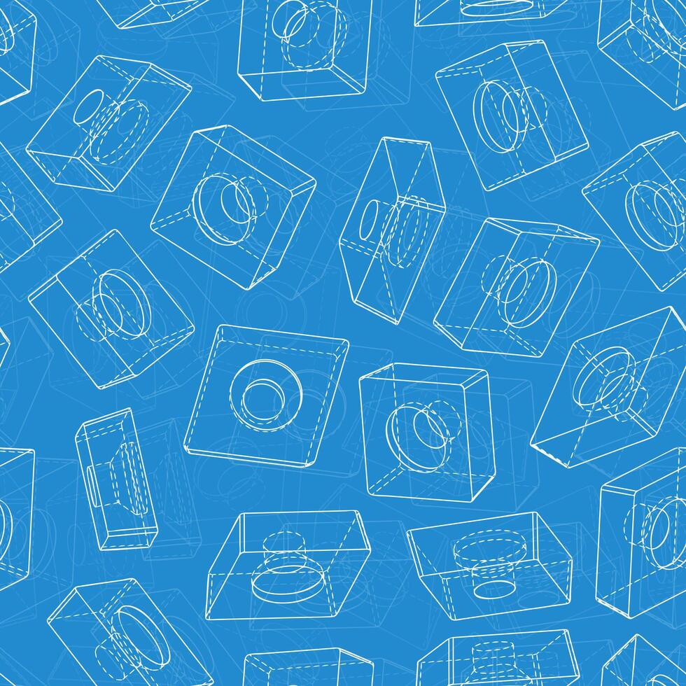 Highly complex seamless technical pattern featuring mechanical schematics cutting tools and assembly mechanisms vector