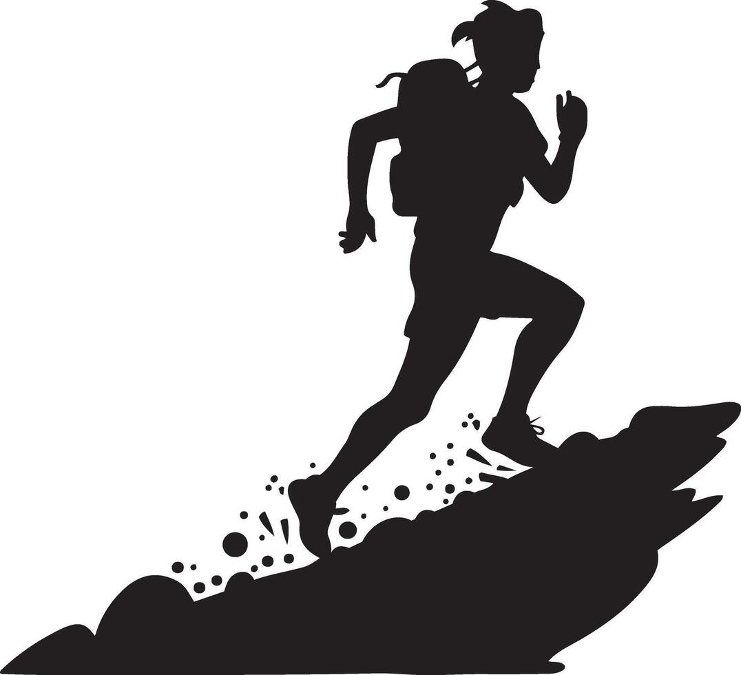 Hiker Silhouette Climbing Steep Slope Graphic vector