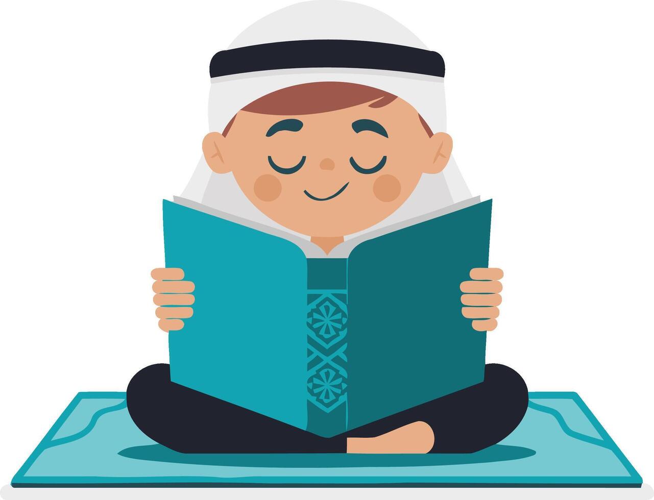 Simple Flat Lay Illustration of Simple Flat Lay Illustration of Quran on a Prayer Mat vector