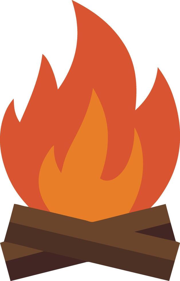 campfire clipart simple flat style illustration with burning wood logs vector