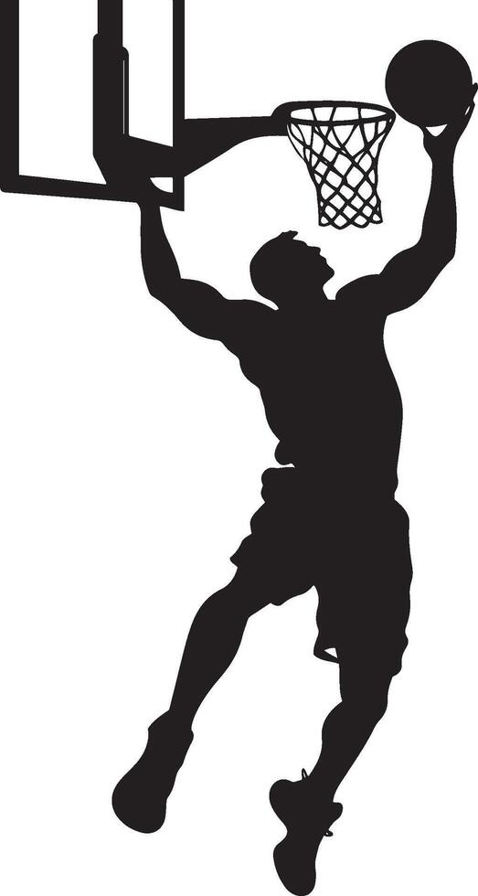 basketball player dunking silhouette illustration vector