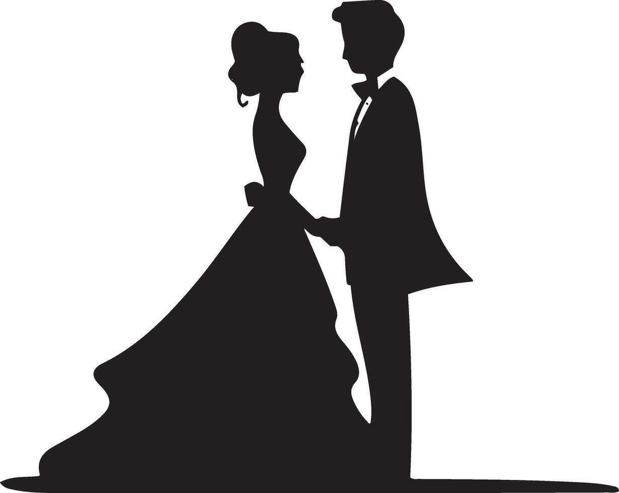 Romantic Silhouette of a Bride and Groom vector