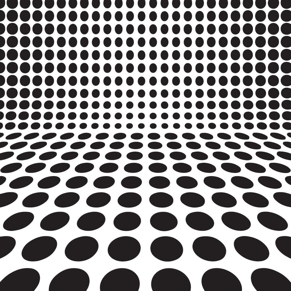 Abstract Black and White Dotted Pattern background with Perspective Optical Illusion vector