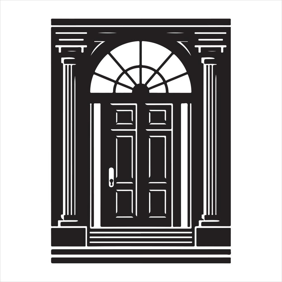 A Door silhouette on white background vector