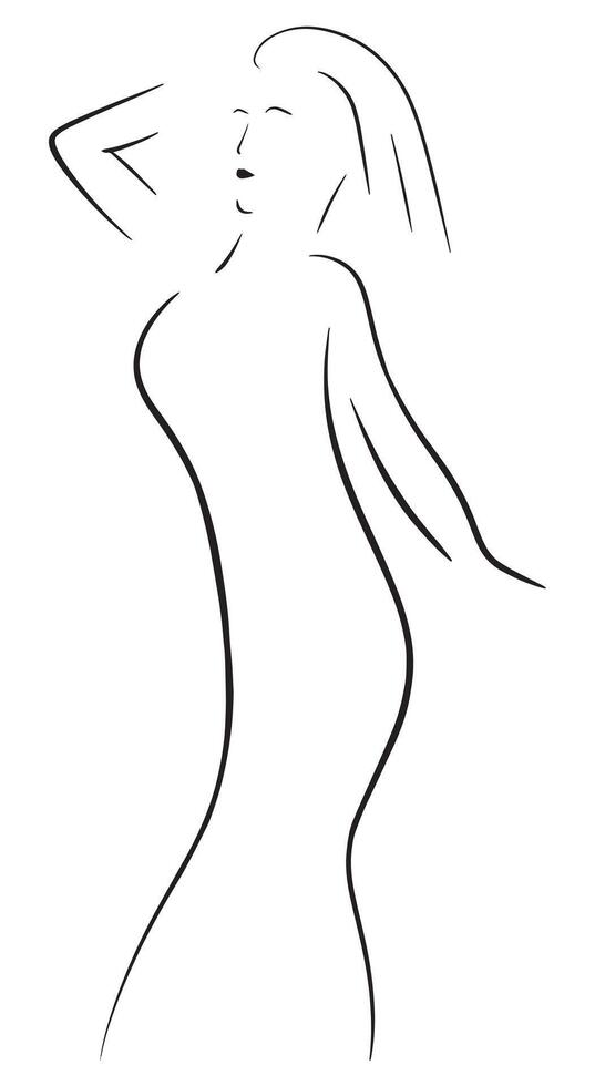 Illustration of beautiful woman minimalistic style vector
