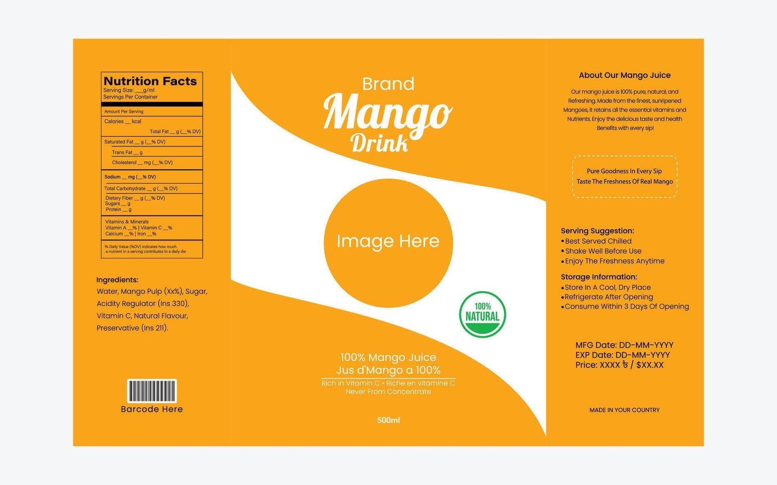 Mango Juice Label Design Template vector