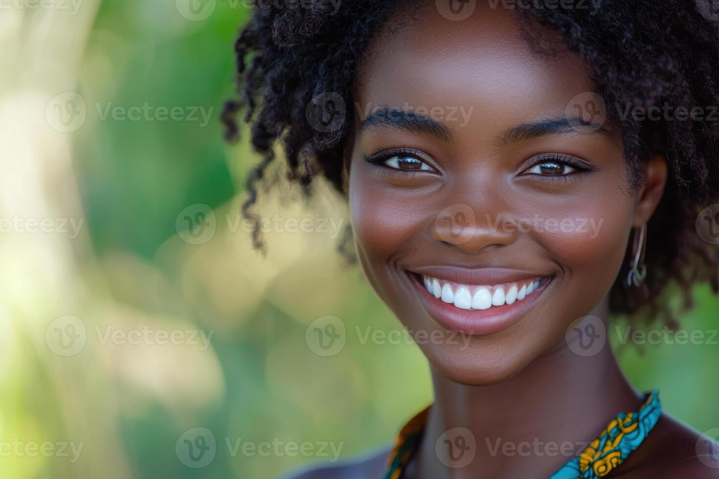 Portrait of an African Woman with Dark Skin Radiating Beauty and Confidence photo