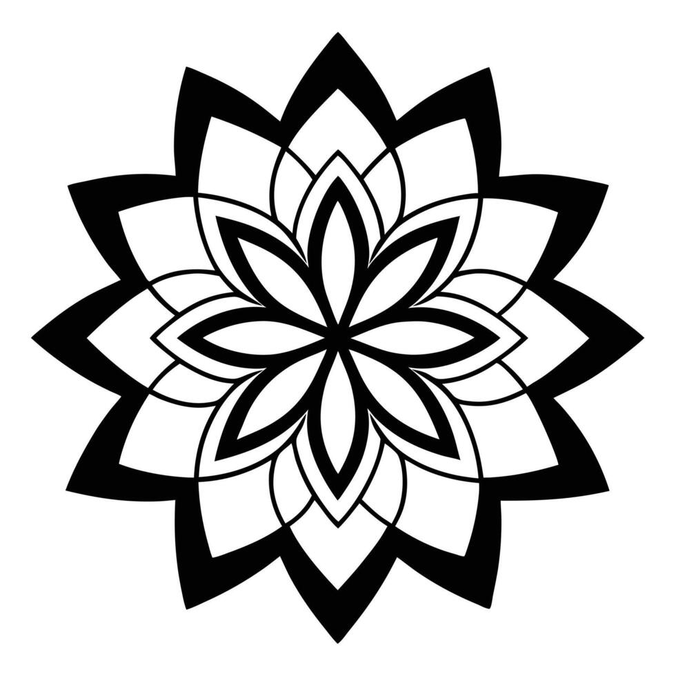 Black and White Intricate Mandala Design with Symmetrical Patterns Geometric Shapes Floral. vector