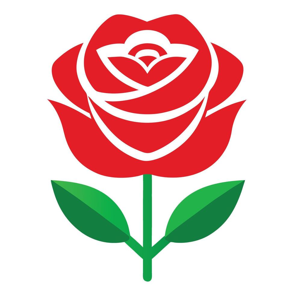 Red rose illustration stylized floral design. vector