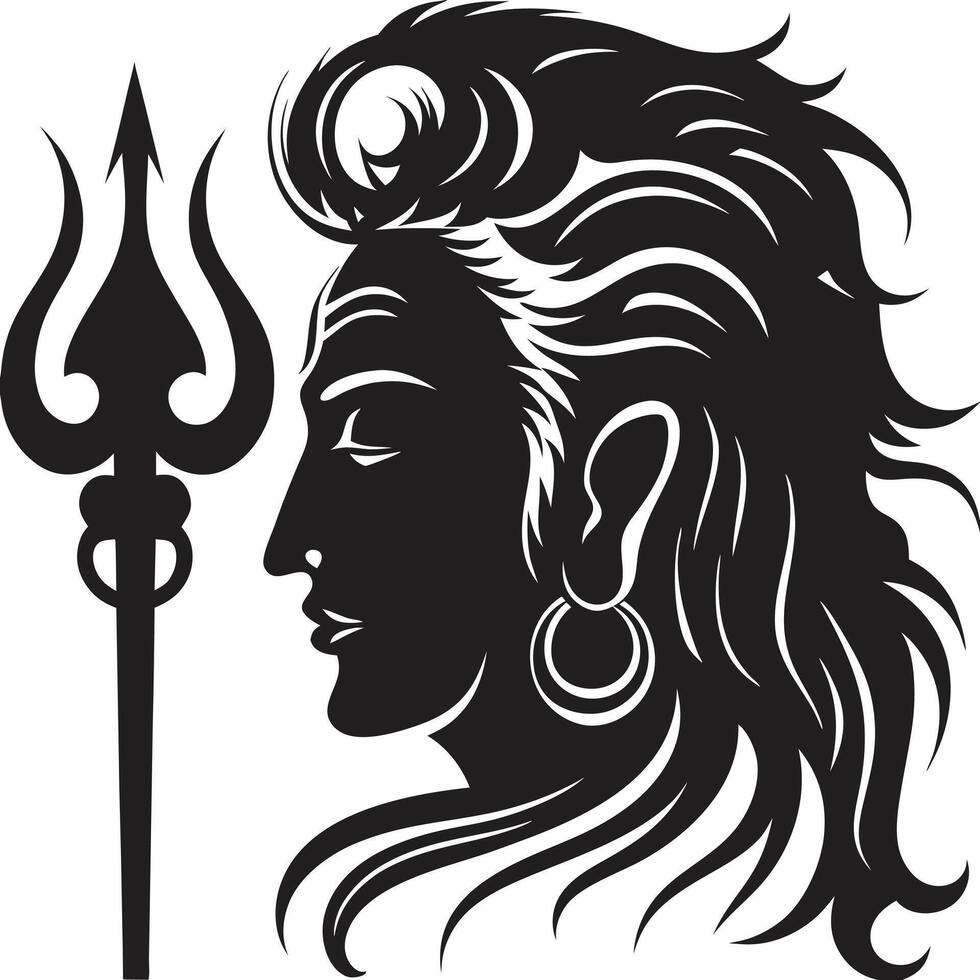 Lord Mahadev silhouette with cloudy background. Shravan. vector