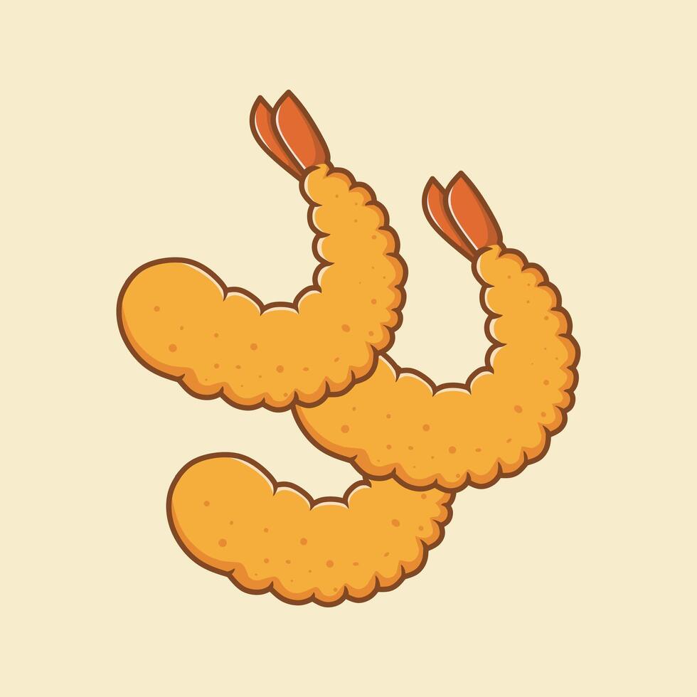 tempura fried ebi or fried shrimp. Suitable for decoration, sticker, icon, and others. vector