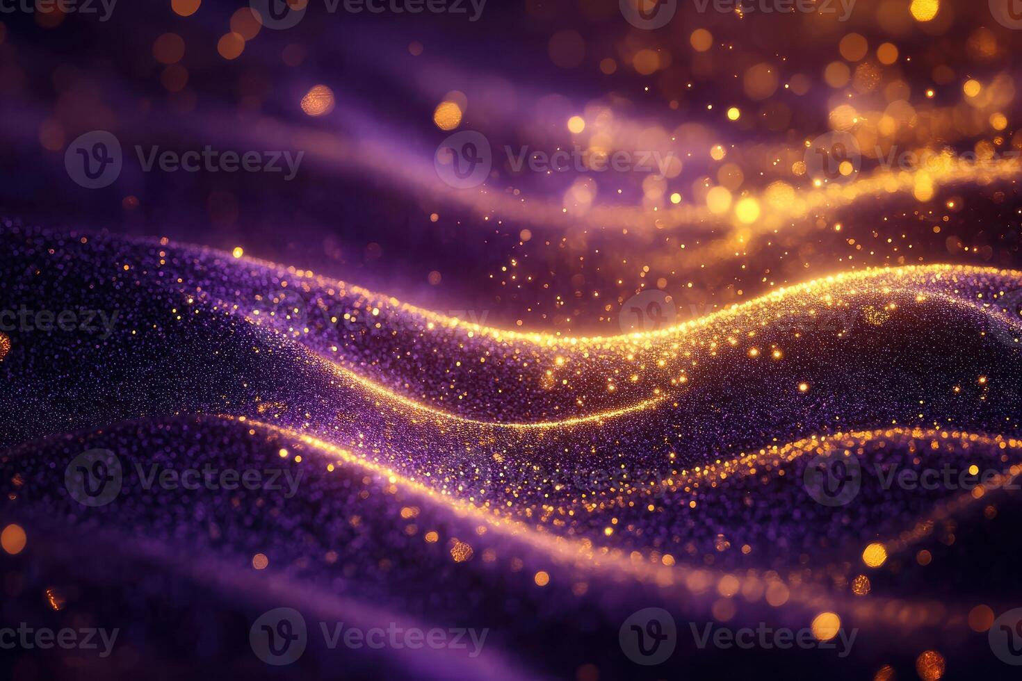 Golden waves on purple background photo