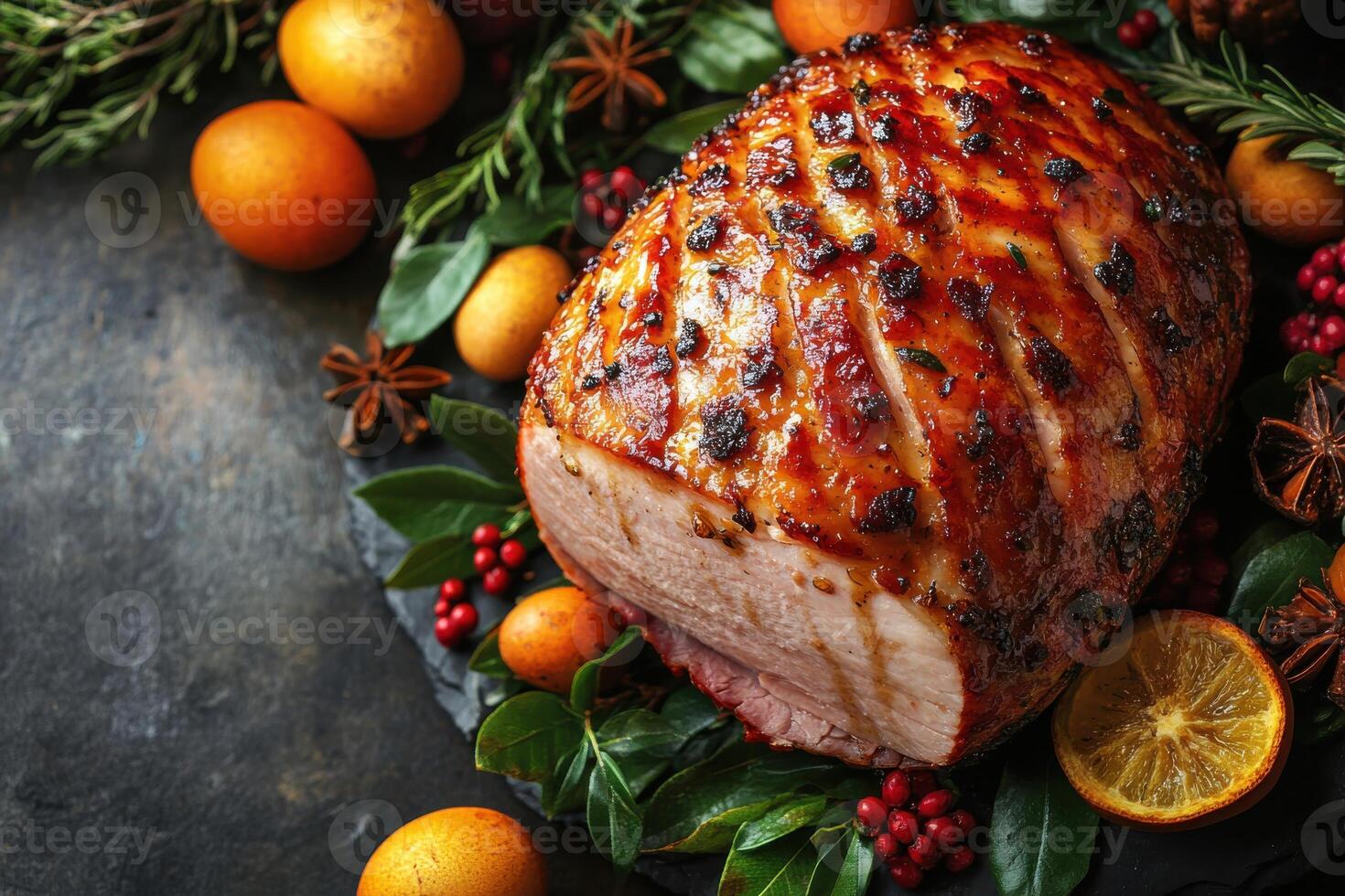 Delicious Easter Ham Glazed with Brown Sugar and Honey Perfect for Holiday Feasts and Gatherings photo