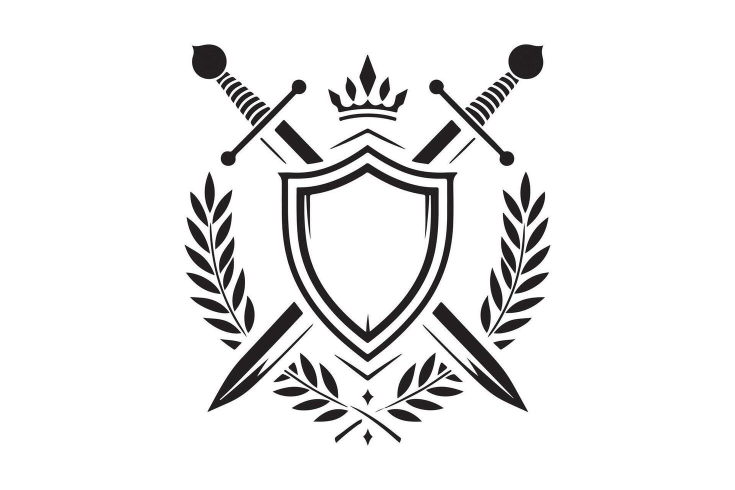 logo style shield with a blank space inside with sword vector