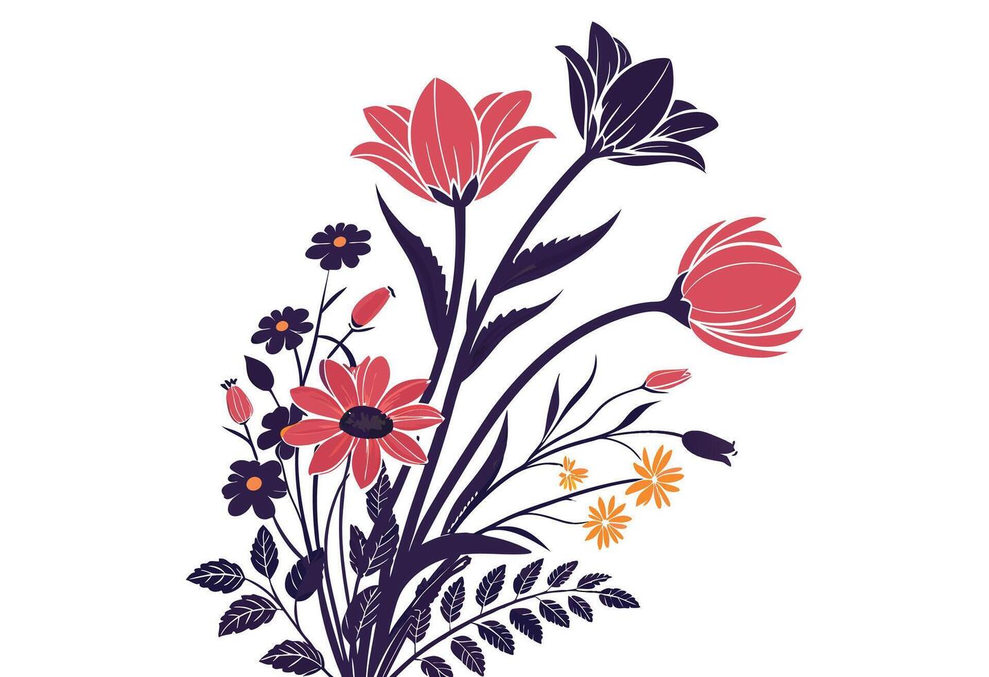 colorful flower design silhouette vector