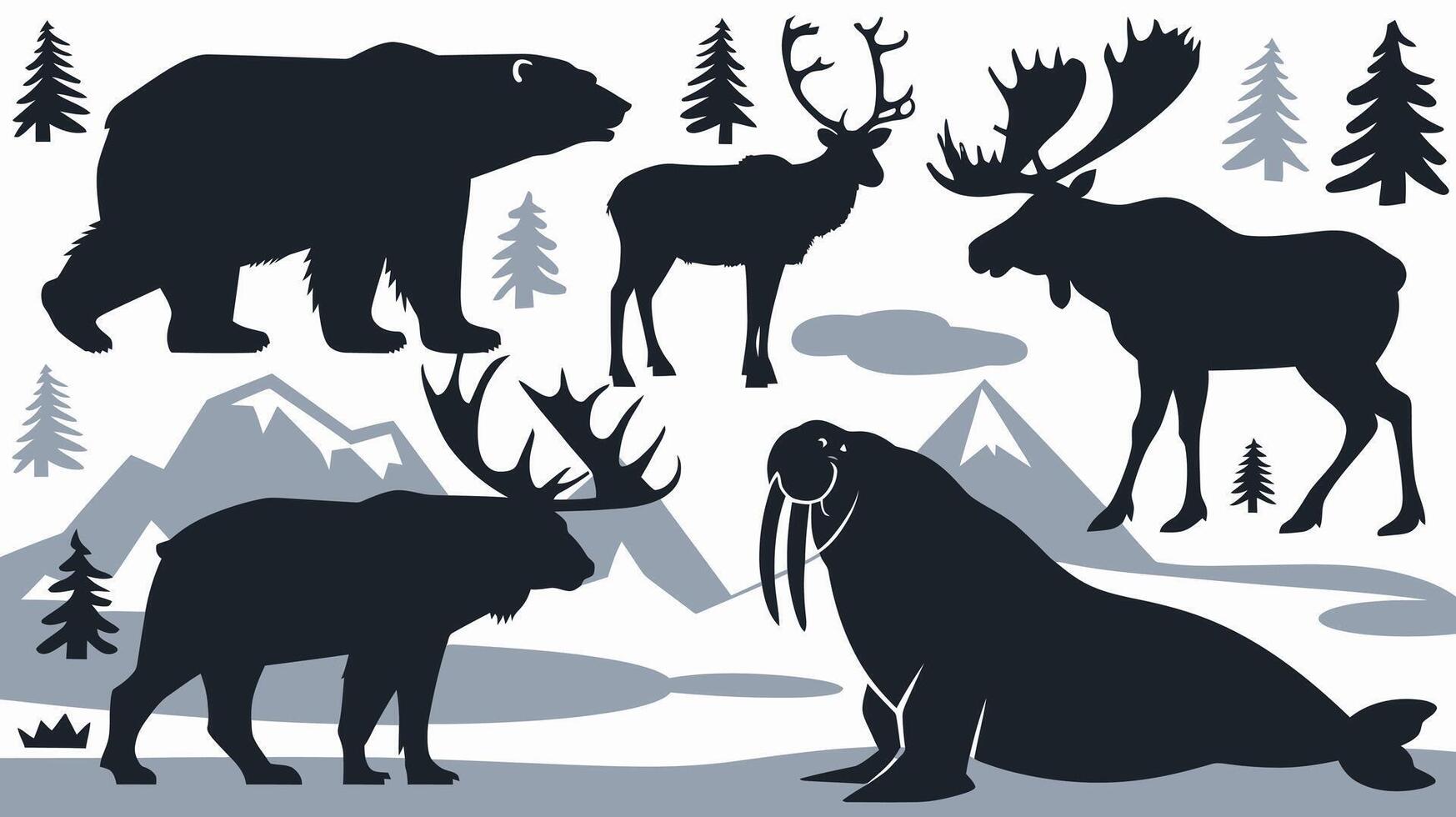 Arctic Animals Silhouette Design vector