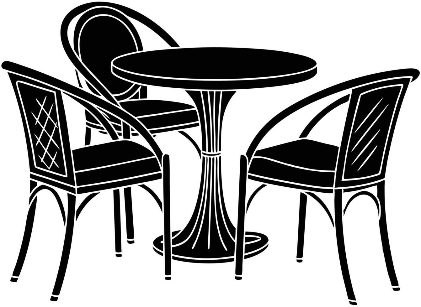 Stylish Black and White Outdoor Bistro Set Illustration vector