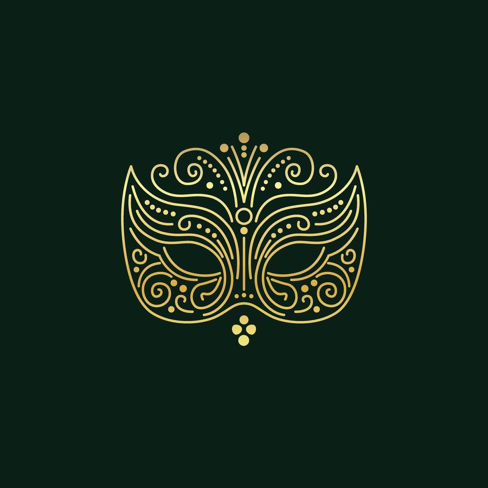 An intricate golden mask with rich embellishments, perfect for luxurious and dramatic branding. vector
