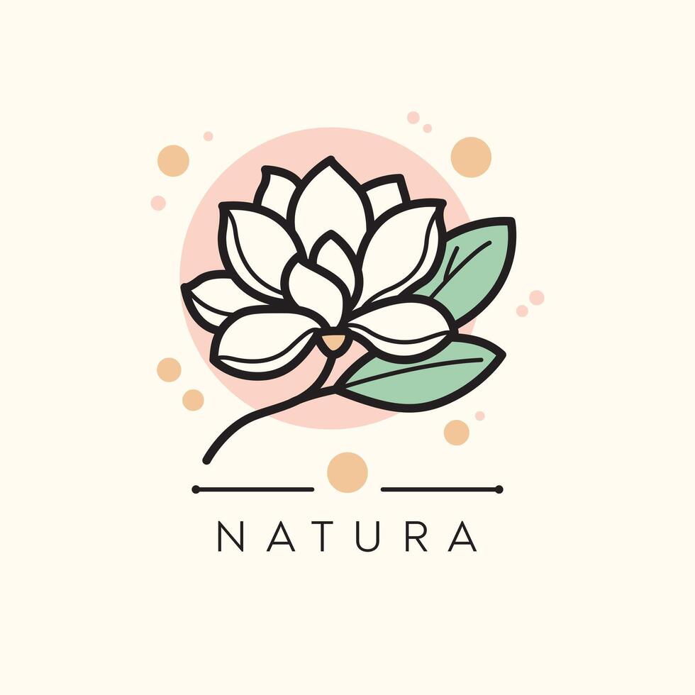 A delicate lotus flower with soft details, representing purity and harmony, perfect for wellness brands. vector