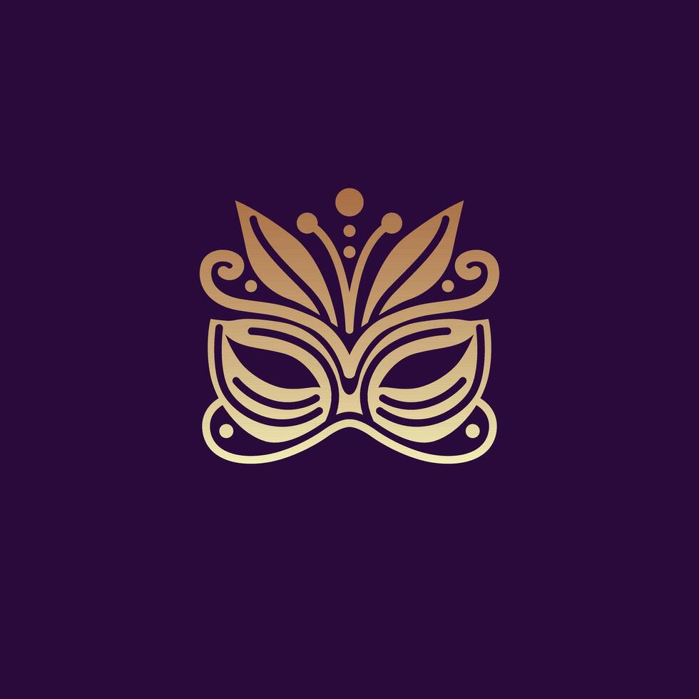 Decorative masquerade mask in gold with intricate details. Great for luxury, beauty, or event branding. vector