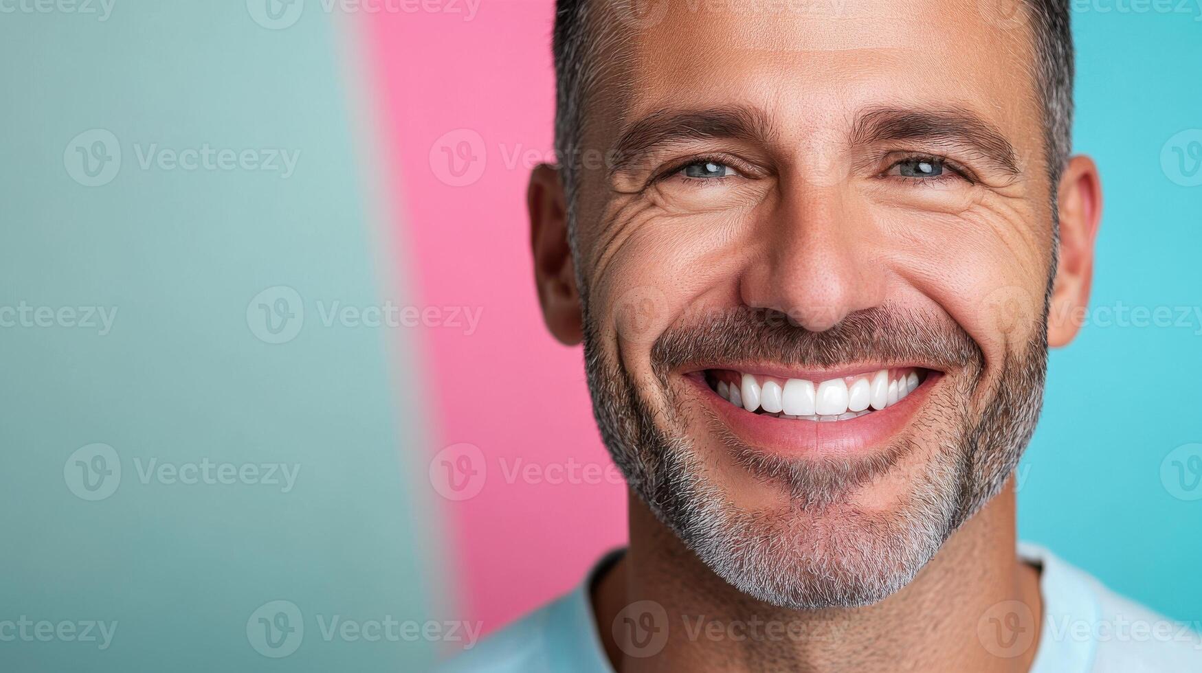 Close-Up Portrait of a Smiling Mature Man for Lifestyle and Wellness Usage photo
