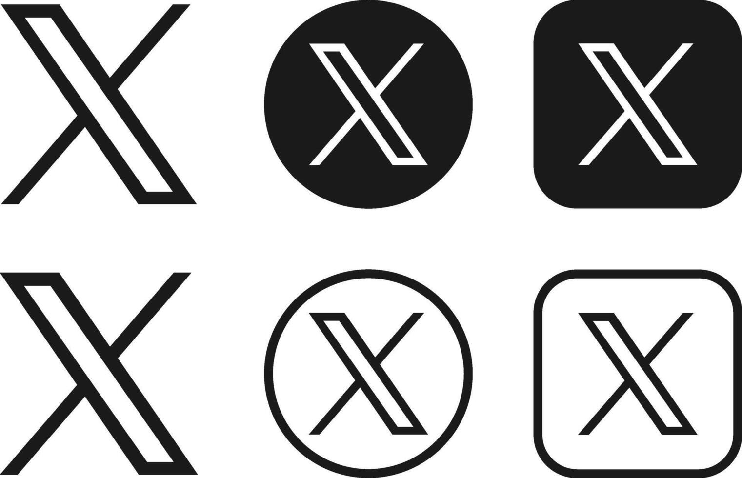 X Twitter logo button icon vector