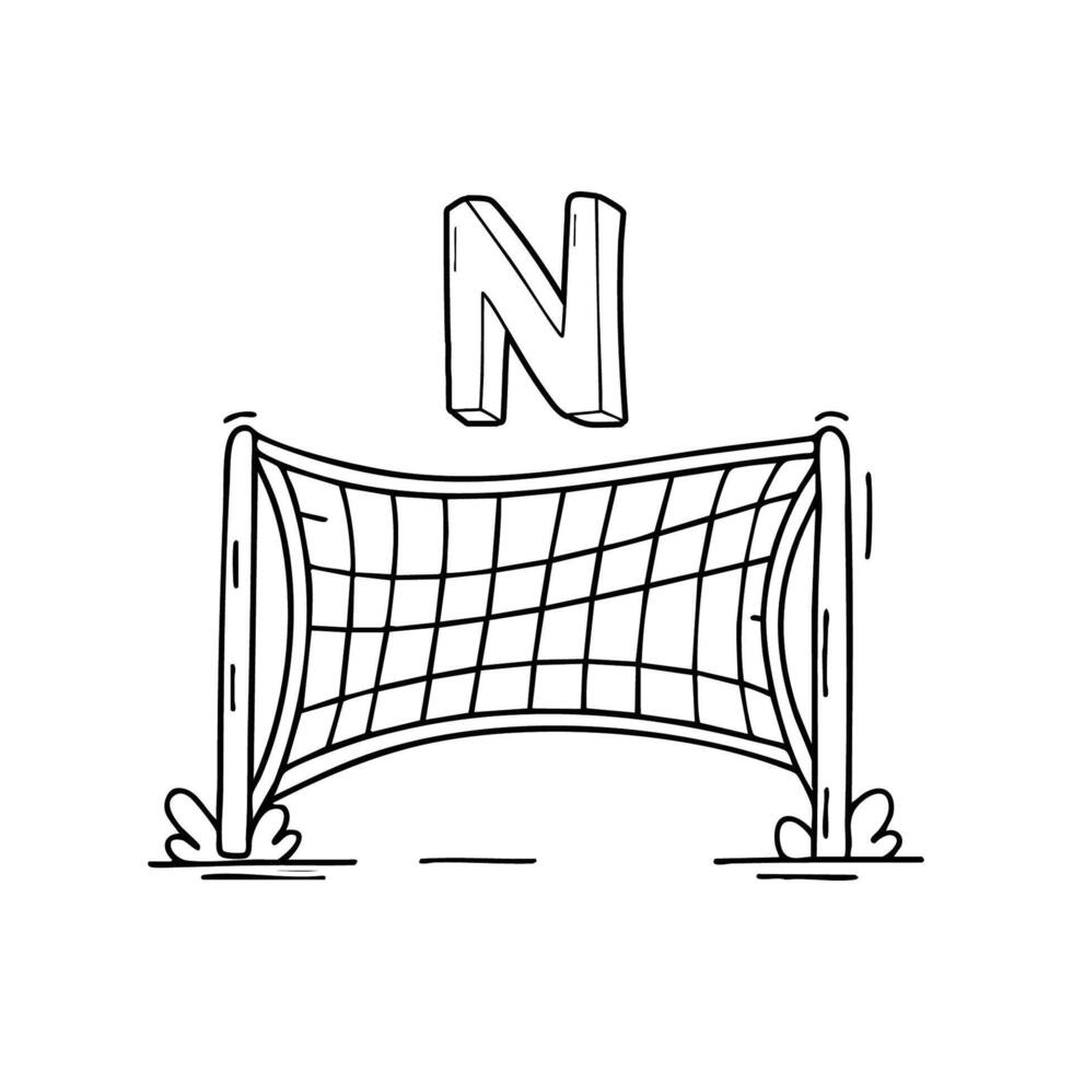 An Illustrations of Net beside a letter N vector