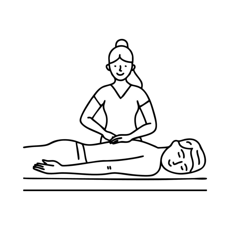 Masseur giving a back massage vector