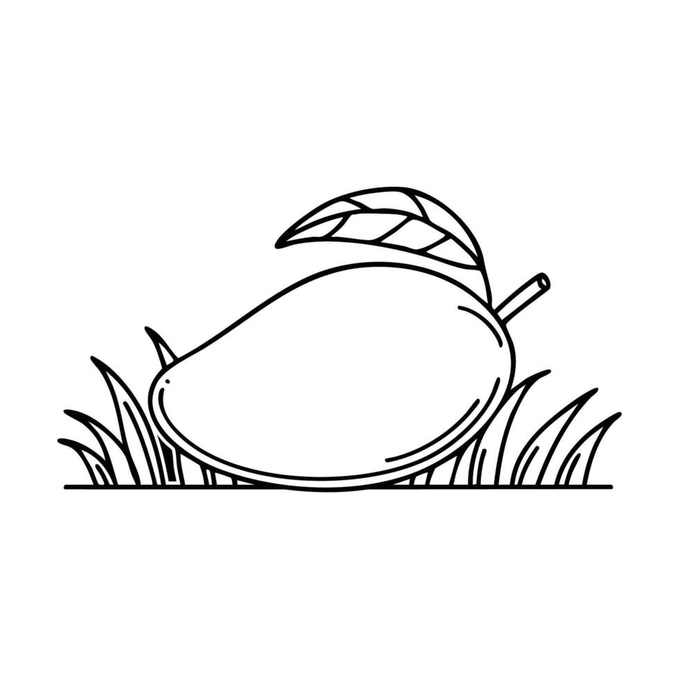 Mango lying on the grass, freshly fallen from the tree vector