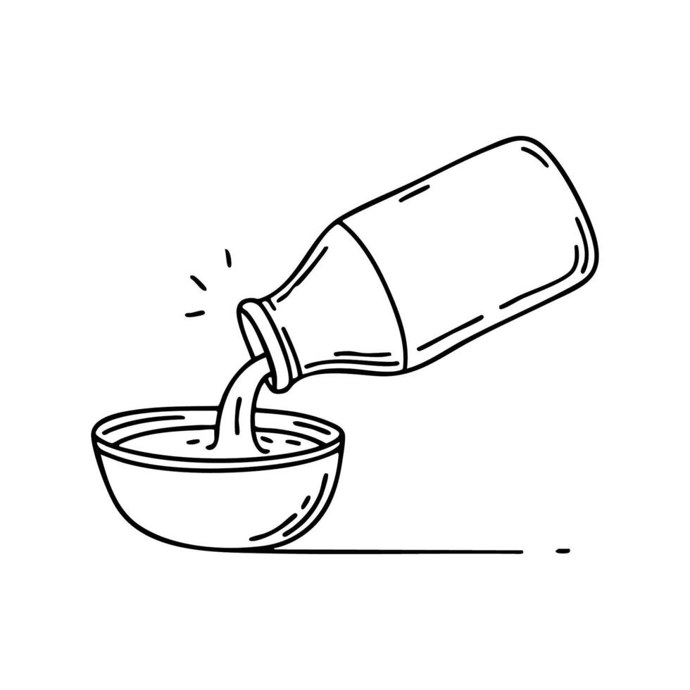 Milk being poured from a bottle into a glass vector