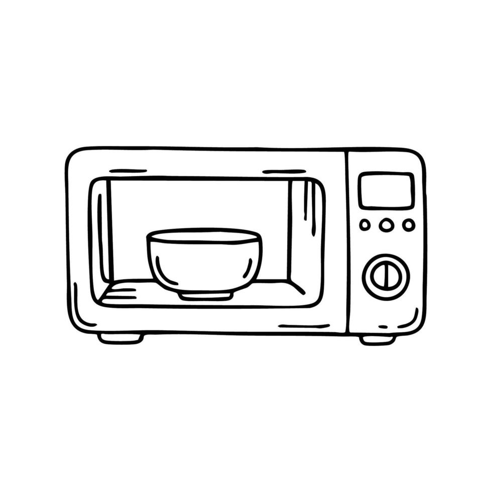 Microwave with a bowl inside vector