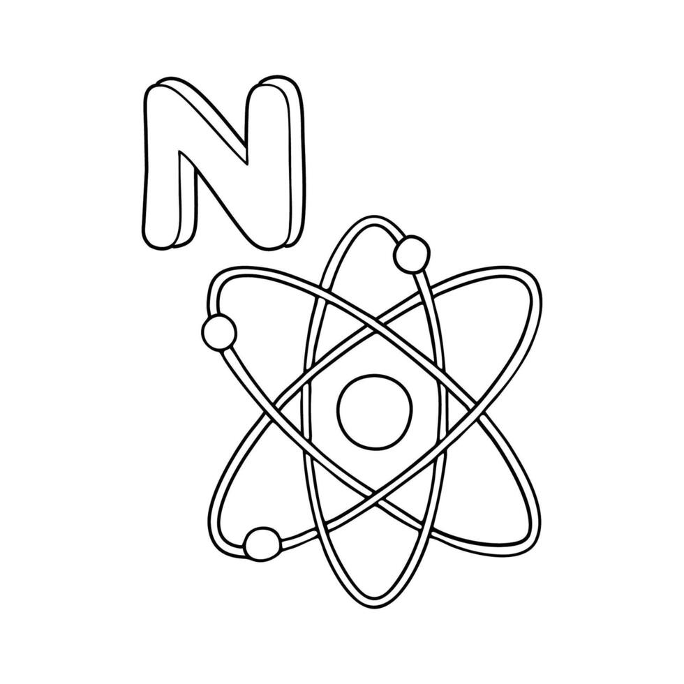An Illustrations of Neutron beside a letter N vector