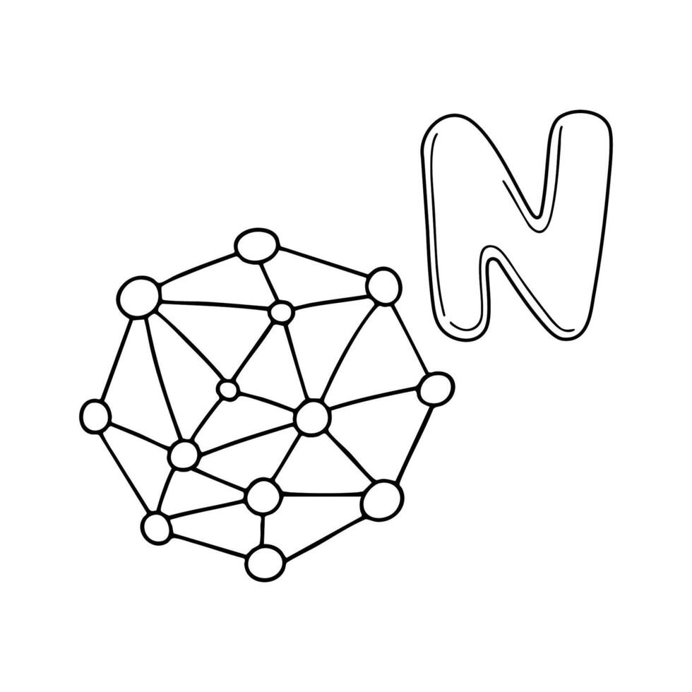 An Illustrations of Node beside a letter N vector
