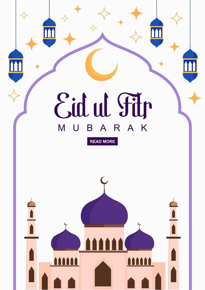 Eid Mubarak with beautifully designed Islamic greeting template. perfect for Eid Mubarak social media posts, digital greeting cards, promotional banners, and festive invitations. vector
