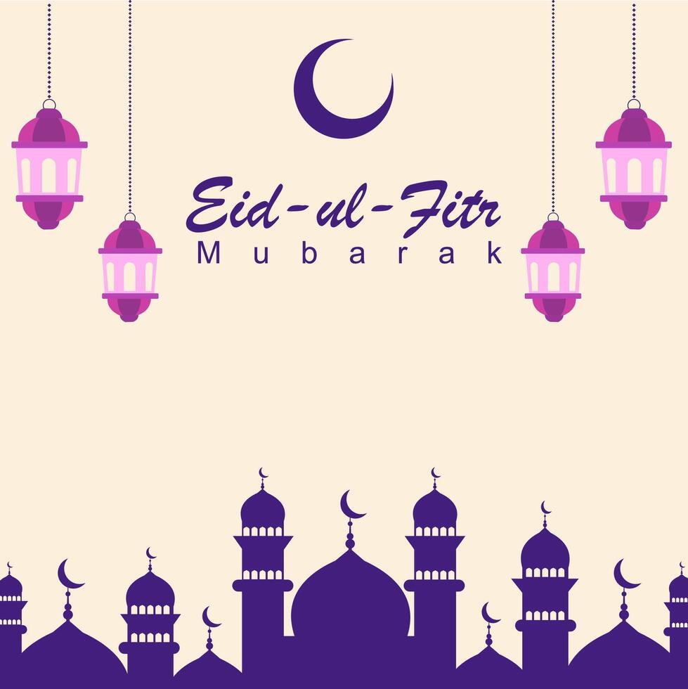 Celebration of Eid Mubarak Greetings design Perfect for Eid al-Fitr greeting cards, social media posts, banners, and festive promotions. vector