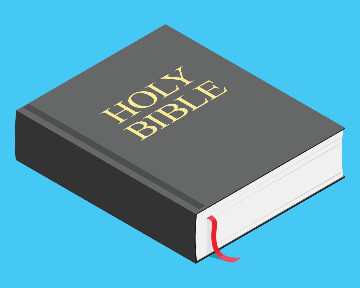 Black Bible with Red Bookmark in Isometric Perspective vector