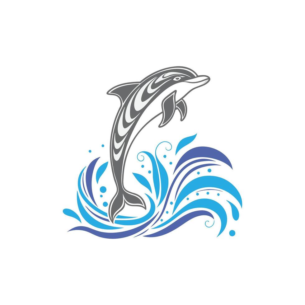 Dolphins Dancing Over the Ocean Waves vector