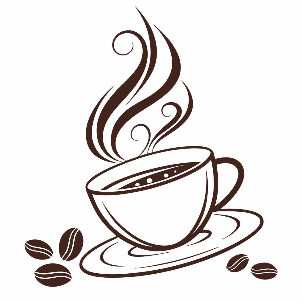 Coffee cup and beans vector