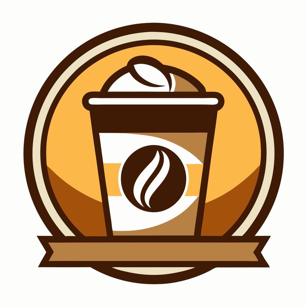 Coffee cup icon with ribbon on white background vector