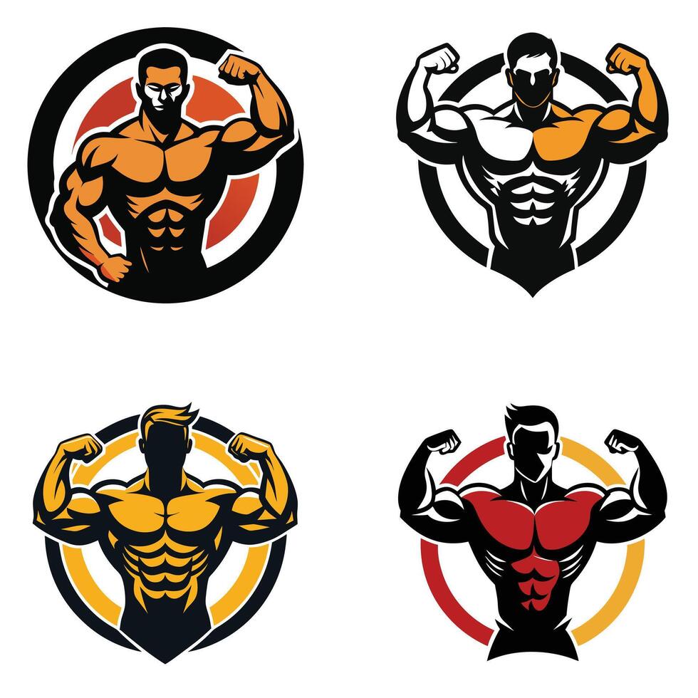 Strong Man Lifting Weights vector