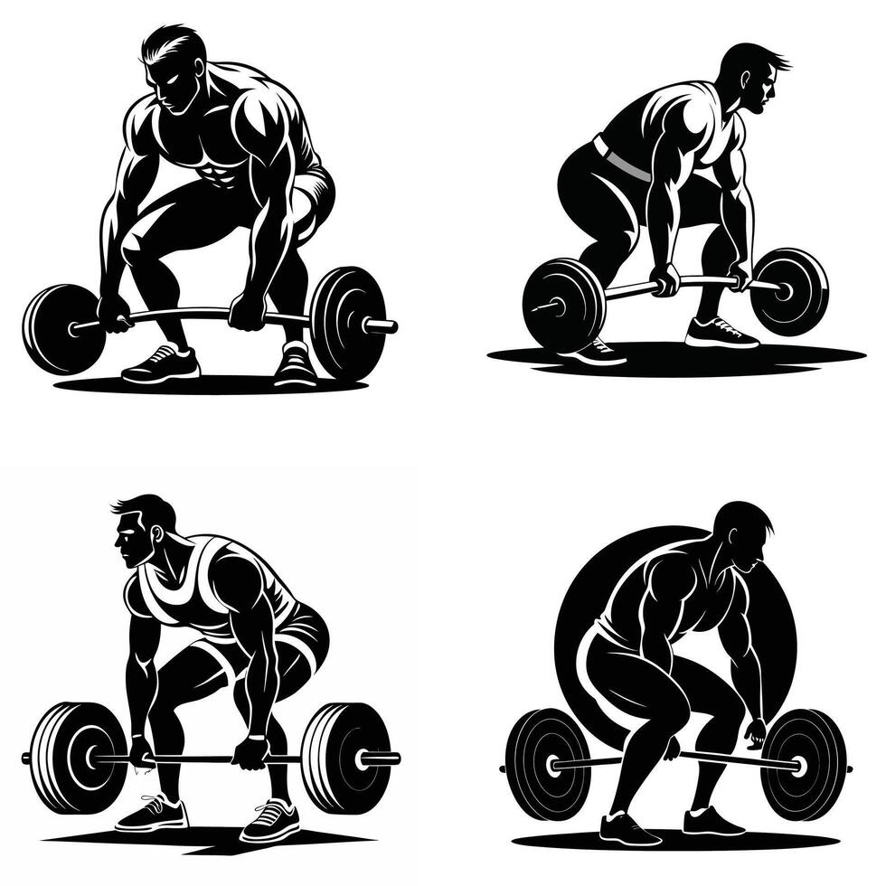 Muscular Body Gym Training Barbell Dumbbell Weightlifting vector