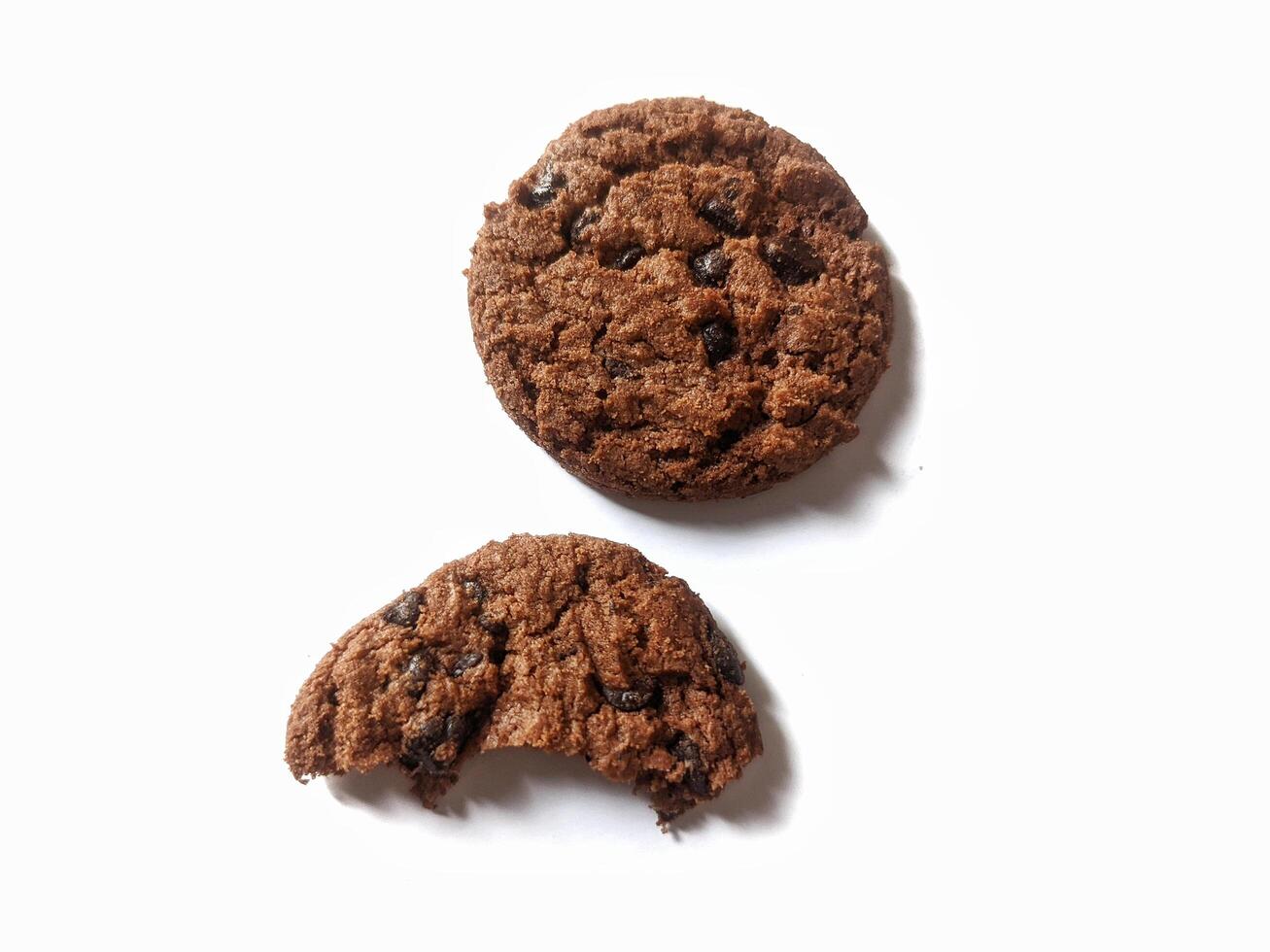 two chocolate chips cookies, isolated, two chocolate chips cookies isolate on white Background. photo