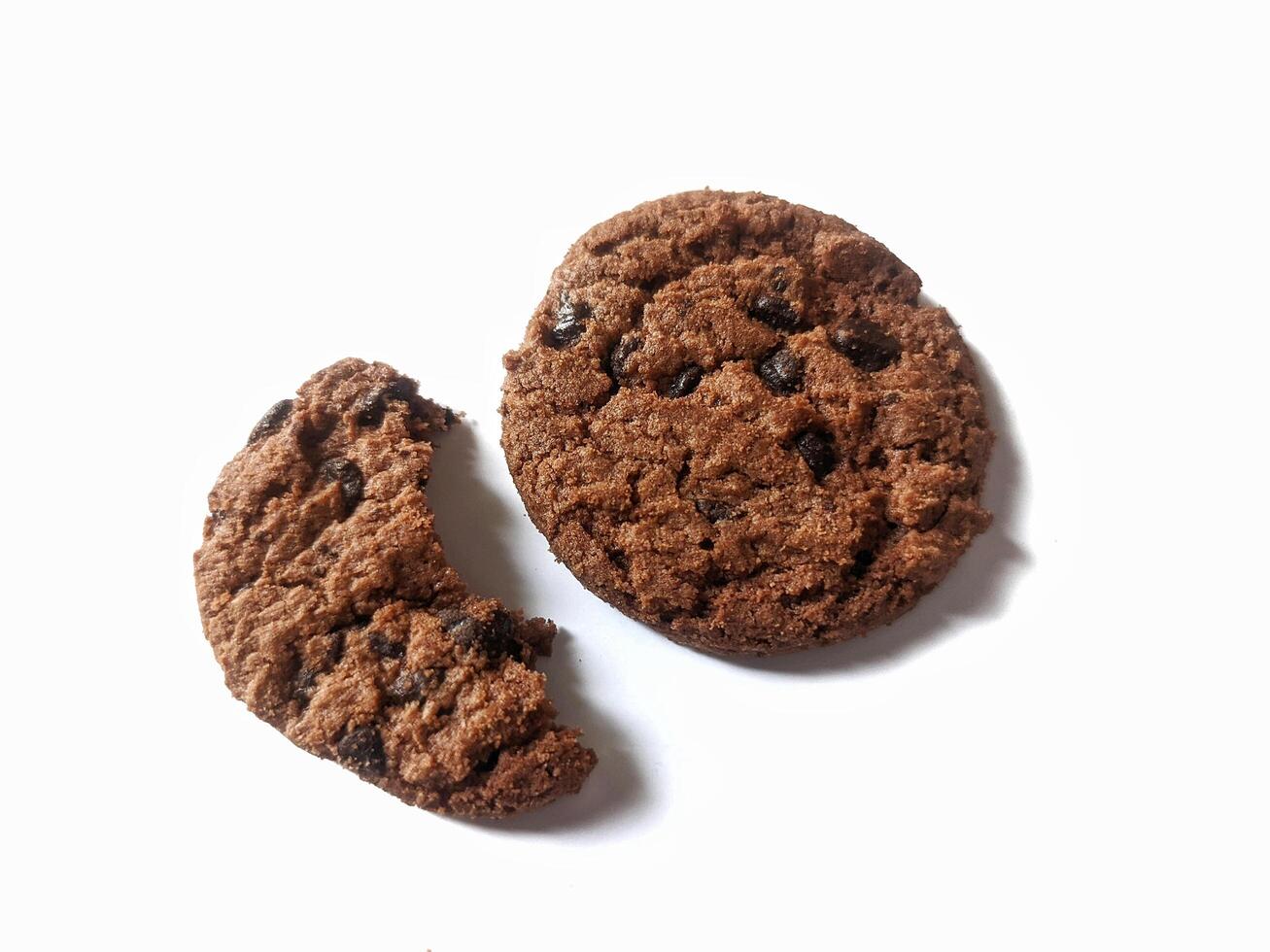Chocolate chip cookie isolated on white background. photo