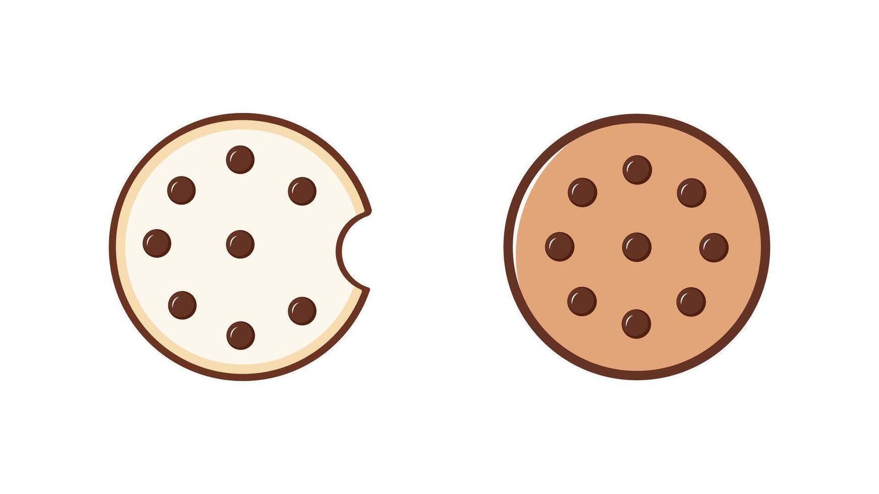 Cookie . Biscuit and snack , Flat color on white background. Bakery food vector