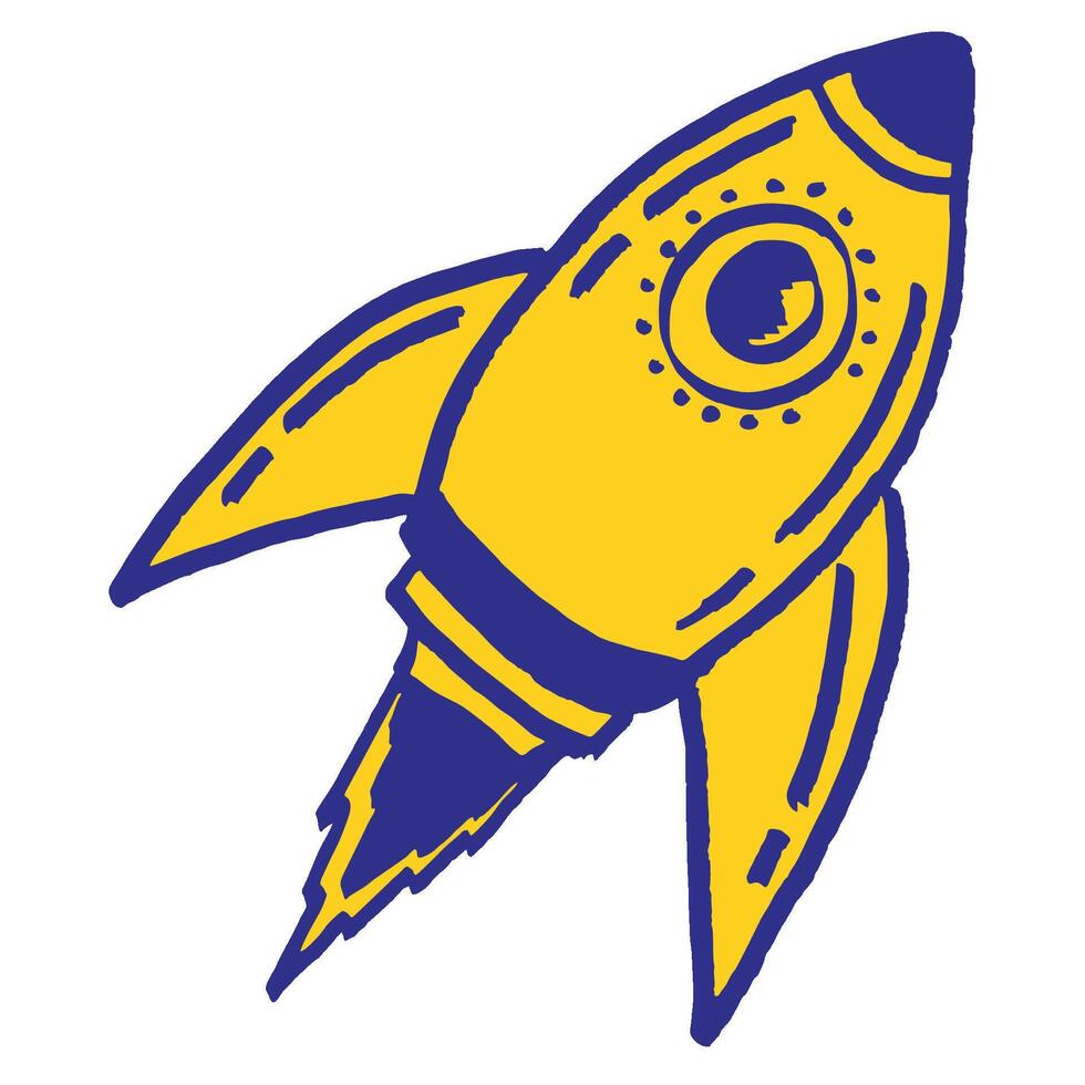 hand drawn spacecraft isolated on white vector