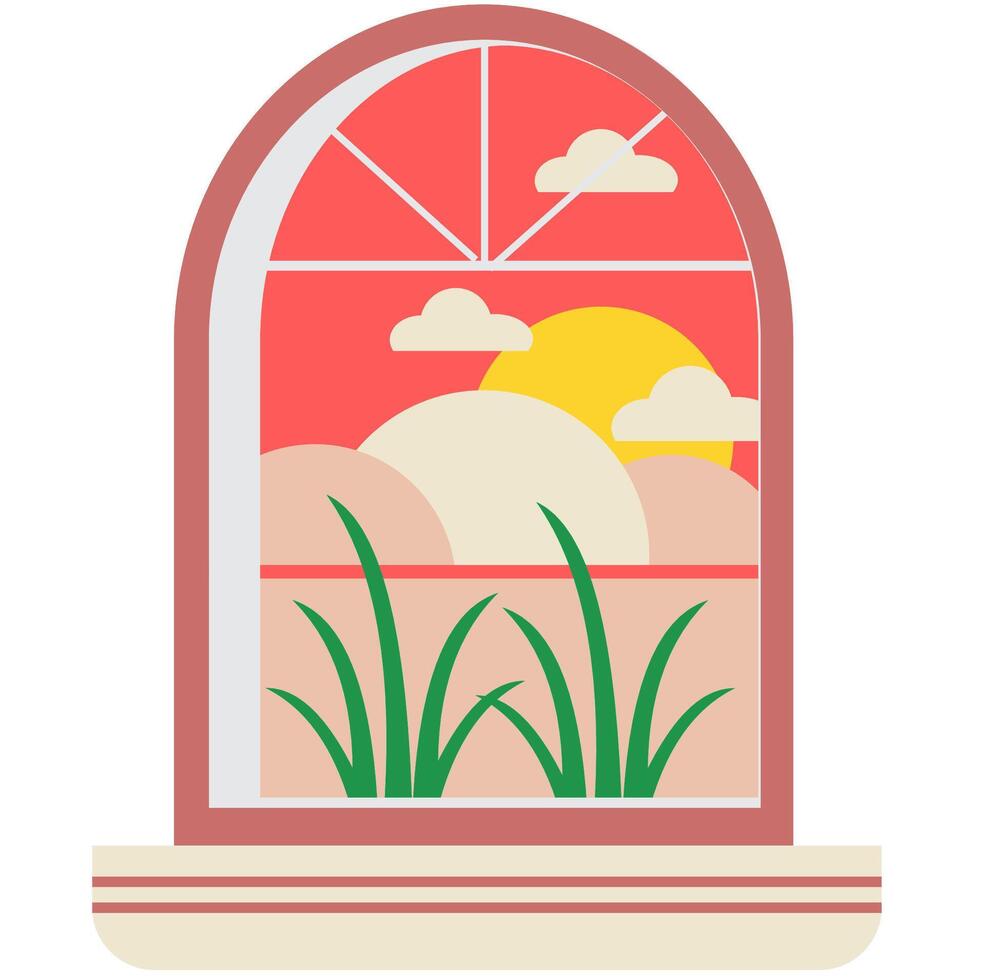 twilight behind the window vector