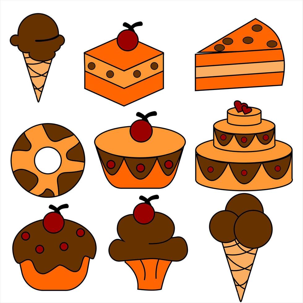 pastry cake bundling design isolated on white vector