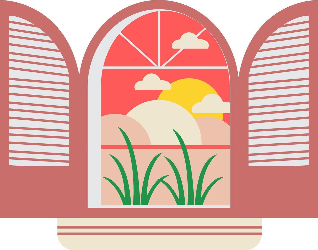 twilight behind the open window vector