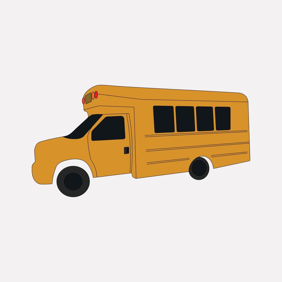Yellow School Bus Illustration, Simple School Vehicle vector